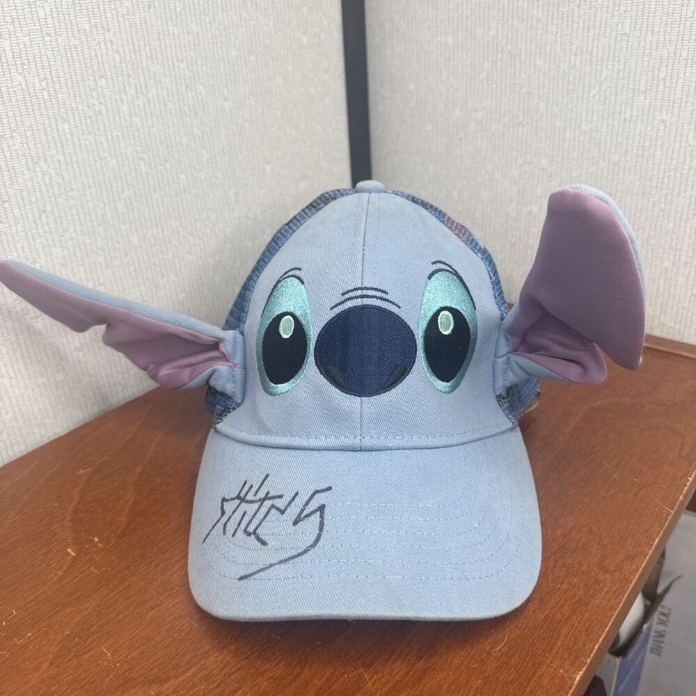 Disney parks Lilo & Stitch Adjustable Blue Adult Snapback Ears Hat SIGNED